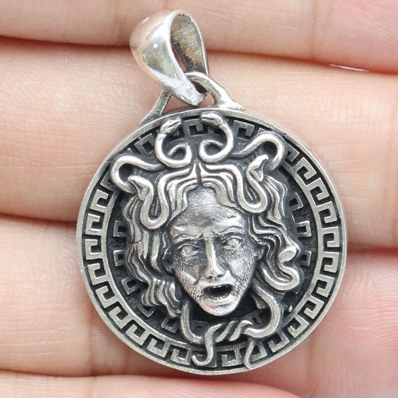 11g Medusa Gorgon Art Relief Pendant 925 SOLID STERLING SILVER