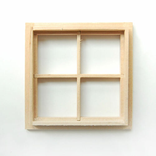 Fenêtre en bois 4 vitres avec cadre maison de poupées accessoire miniature 1:12 - Photo 4/12