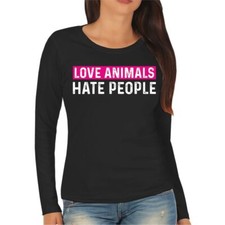 Damen Langarmshirt Longsleeve Tierschutz Love Animals Pferd Katze Hund Peace 