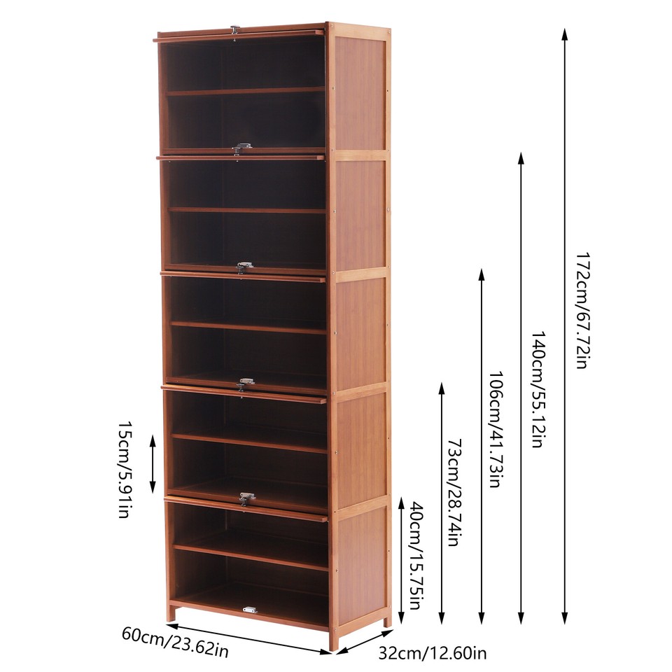 10 Tier Shoe Storage Rack Bookshelf with Cabinet Concealed Sliding ...