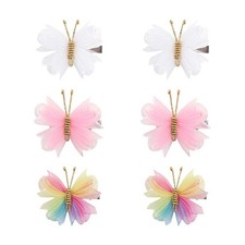 6 Pcs Tulle Colorful Butterfly Hair Clips Small White Pink Butterflies Hair