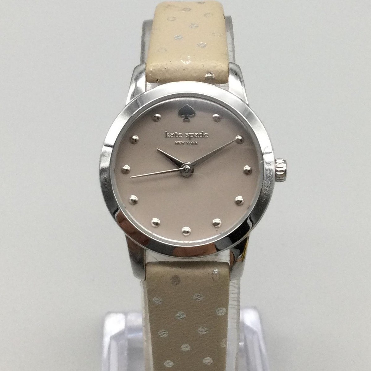 Kate Spade NWT Ladies Watch Silver and Beige Working New battery Kate Spade Women Watch 25mm Beige Dial Silver Tone Polka Dot  main image 3