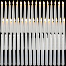 Baquler 50 Pcs 8.5 Inch White LED Flameless Taper Candles Bulk Inch,