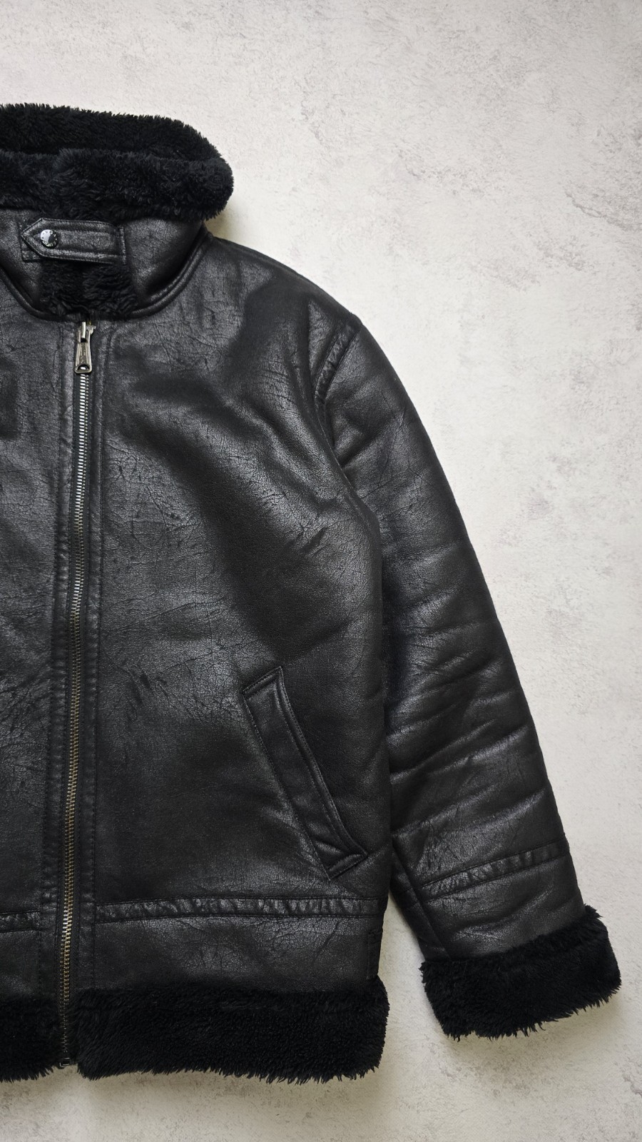 Alpha Industries B3 Aviator Bomber Jacket Men L Black Faux Shearling Flight Coat image 9