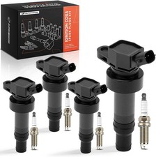Ignition Coil Pack and Iridium Spark Plugs Compatible with Hyundai Veloster 2012