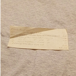 1857 Handwritten Ink Note Charles Henry Land Expenses Receipt Total $10.65