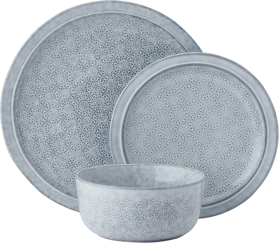 Pfaltzgraff 12pc Blooming Meadow Dinnerware Set, Blue, Plates & Bowls for 4 - Image 3 of 4