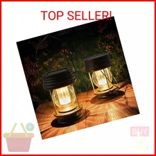 Solar Lanterns Outdoor - 2 Pack Hanging Solar Lights for Outside, Waterproof Out