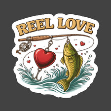 Fishing Sticker Vinyl Decal Reel Love Heart Hook Funny Fisherman Fishing Sticker Vinyl Decal Reel Love Heart Hook Funny Fisherman