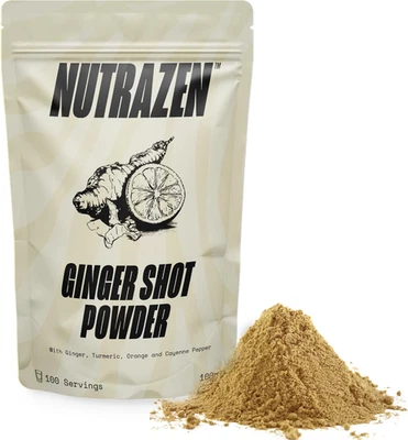 NUTRAZEN Ginger and Turmeric Shot Powder 100 Servings | Drink Supplement with Orange, Cay