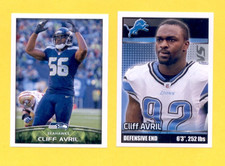 2012 & 2015 Panini CLIFF AVRIL Detroit Lions Seattle Seahawks 2-Card Sticker Lot