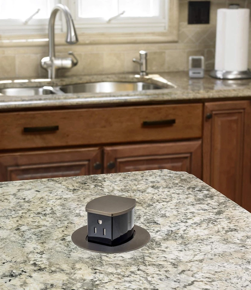 HUBBELL 15A Receptáculo de Balcão de Cozinha, Montagem em Superfície, Pop Up, RCT200BZE, BRONZE - Imagem 3 de 4