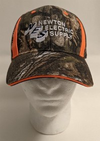 Newton Electric Supply NES Mossy Oak Green Camo/Orange Baseball Hat Hook&Loop