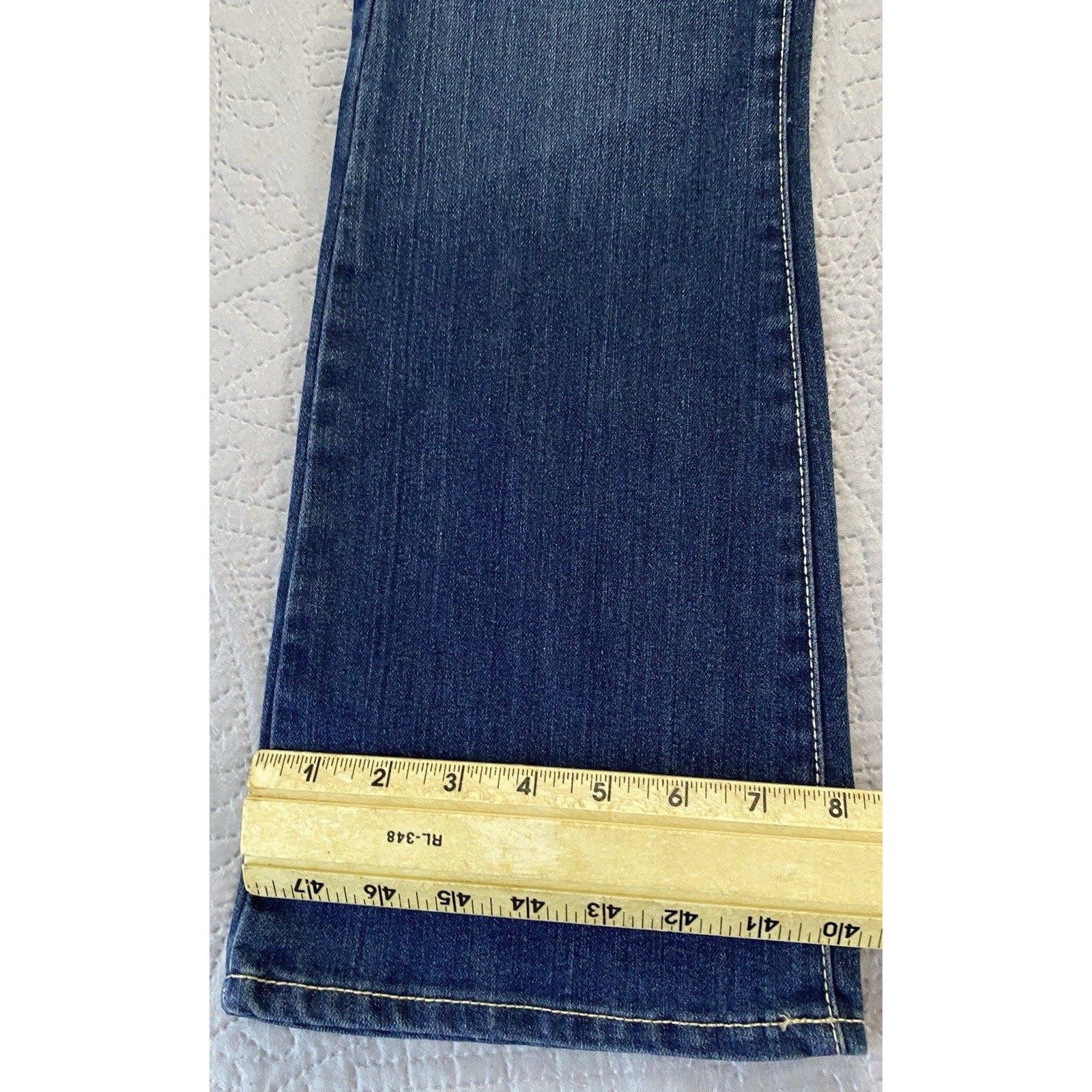 Levis Signature NWT Youth Sz 16 Distressed Whiskering Blue Denim Adj Waist Flare thumbnail 9