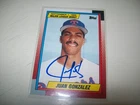 1990 TOPPS ML DEBUT JUAN GONZALEZ AUTOGRAPH SIGNED AUTO #43 TEXAS RANGERS