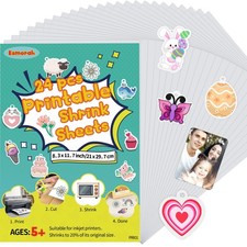 24 PCS A4 Semitransparent Printable Shrink Dink Plastic Paper DIY 1 PCS
