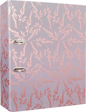 Lever Arch File A4 75 Mm - Metallic Design - Rose Gold Flowers