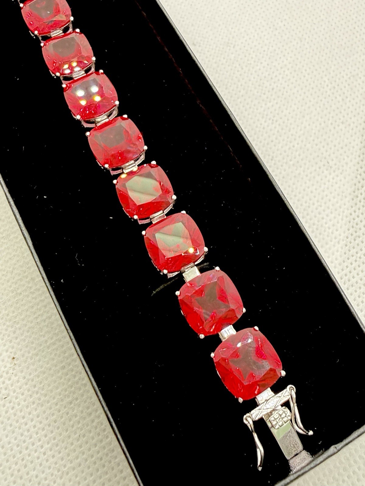 BBJ Sterling Silver Bracelet Red Ruby Large Chunk… - image 2