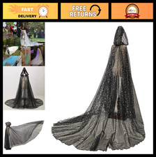 Elegant Women's Tulle Hooded Cape Cloak for Weddings, Bridal Dress Robe with Lon