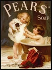 Vintage Tin Sign Pears Soap Puppy Bath Time Aluminum Sign 8x12 Funny