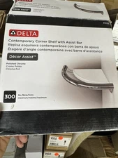 Delta Corner Shelf Assist Bar Polished Chrome Shower Bath DF702PC Max 300lb