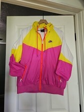 Vintage Nike 90s Colorblock Windbreaker Hooded Jacket Pink Yellow Size M