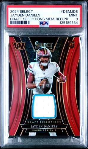 2024 Select Jayden Daniels Draft Selections Memorabilia Red Prizm RC PSA 9 MINT