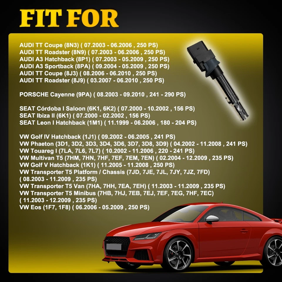 6PCS Ignition Coil Pack 0986221051 For Audi A3 TT VW Golf Multivan 3.6 3.2 V6 - Image 3 of 4