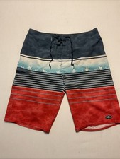 O'Neill Swim Shorts Mens 32 Red White Blue American Flag Pockets Drawstring