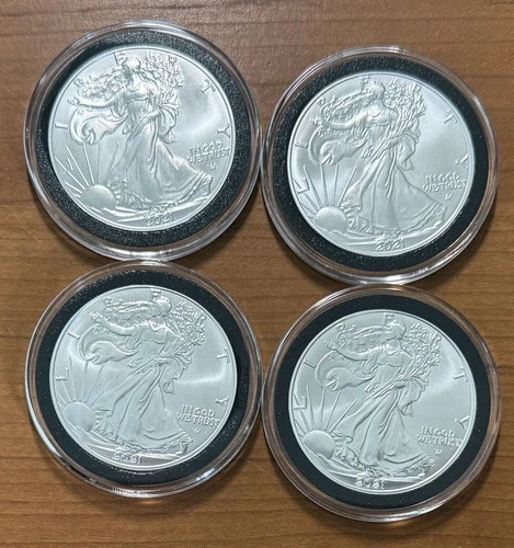 Lot of Four (4) 2021 $1 American Silver Eagles Type 2 - Brilliant Uncirculated