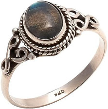 Labradorite Stone Ring 925 Sterling Silver Statement Ring for Women Handmade Gem