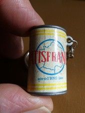 Ancien porte cle 3D Boite Conserve Compote Pomme Patisfrance, Ann. 60