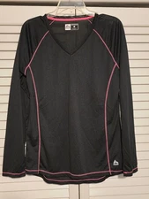 RBX Women's XL Athletic Performance Thin Long Sleeve Shirt Workout Black Pink