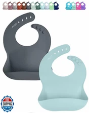 otterlove Silicone Baby Bibs with No Fillers, Wide Food Catching Pocket, Mint