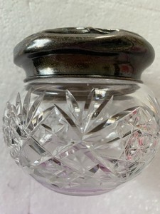 Antique Glass Dresser Jar Sterling Lid