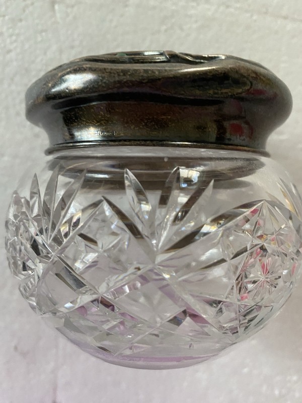 Antique Glass Dresser Jar Sterling Lid