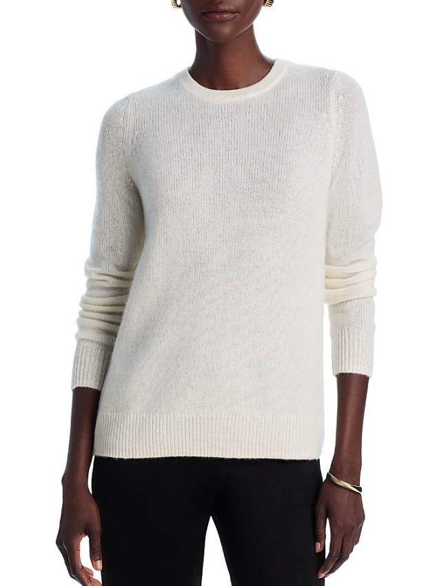 C Designer 100% Cashmere Ivory Crewneck Sweater - size XS - retail $178