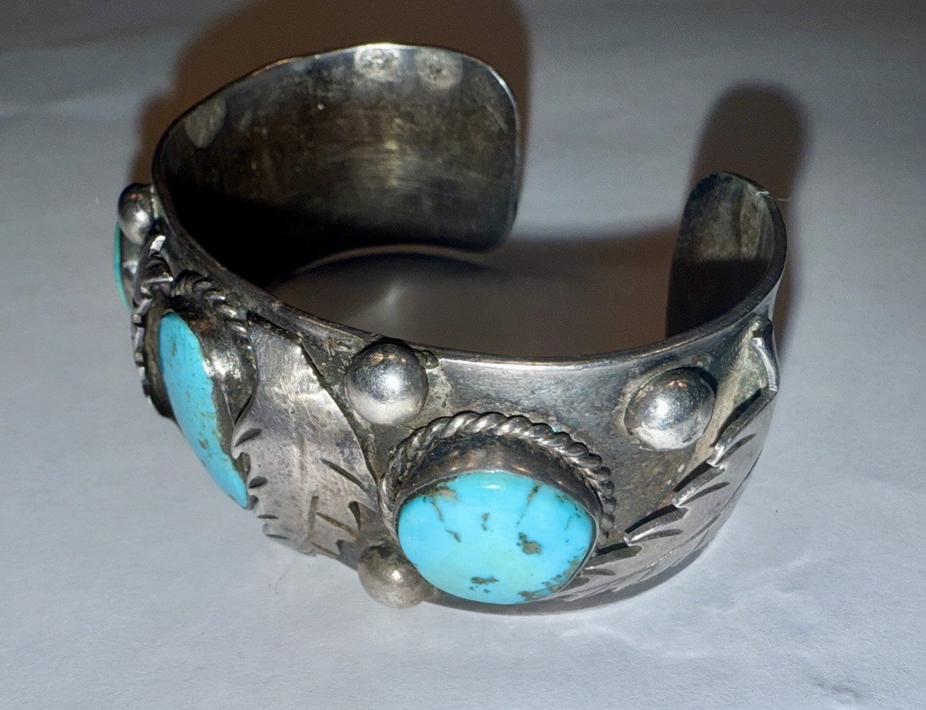 Native American Solid Sterling Silver Natural Tur… - image 4