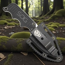 SOG Fixed Blade Instinct Mini 2.3” Blade Satin Black With Nylon Sheath Belt Clip