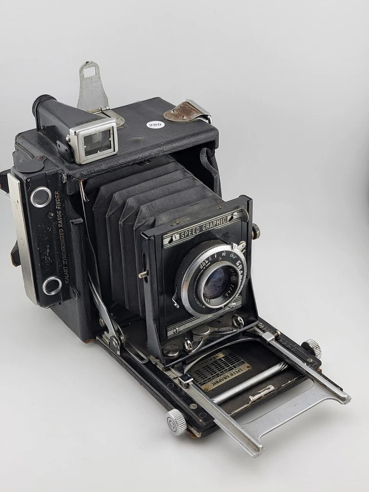 Graflex Speed Graphic 2 1/4 x 3 1/4 Fld Camera. Graphex 101mm f4.5 Lens Untested - Image 2 of 4
