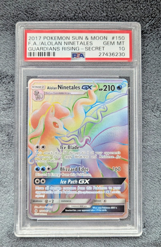 2017 POKEMON SUN & MOON GUARDIANS RISING FULL ART/ALOLAN NINETALES GX PSA 10