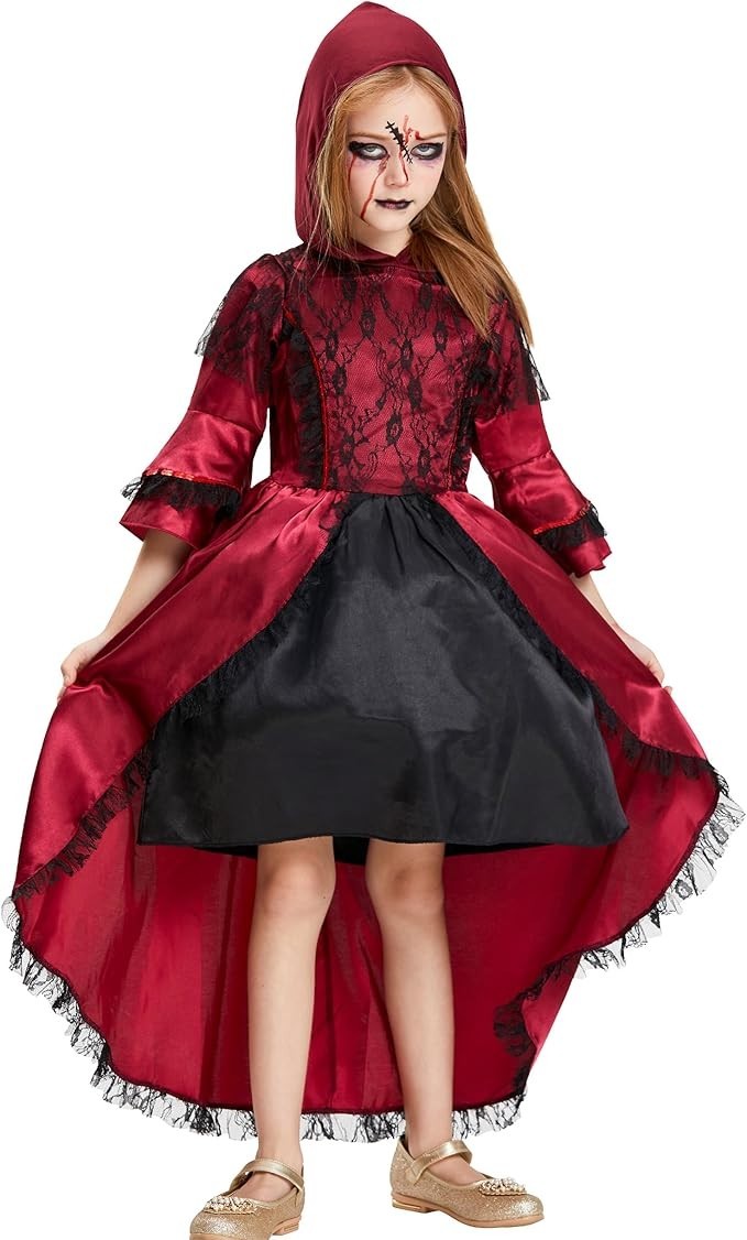 IKALI Niñas Vampiro Disfraz Conjunto Vestido Edad 4-6 Años Elegante Halloween - Nuevo