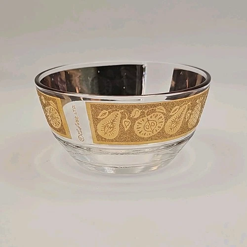 Culver Small Fruit Glass Bowl 22k Gold Vintage MCM