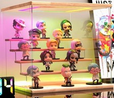 Action Figure Display Case 5 Tier Wood  RGB LED Light Acrylic Minifigures Box