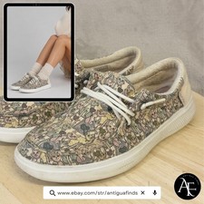 Skechers BOBS Beach Bingo Cat Print Sneakers Women 7 Cream Multi 114175