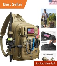Luxury Fishing Backpack Tackle Bag with 2 Rod Holders  Water-Resistant Design