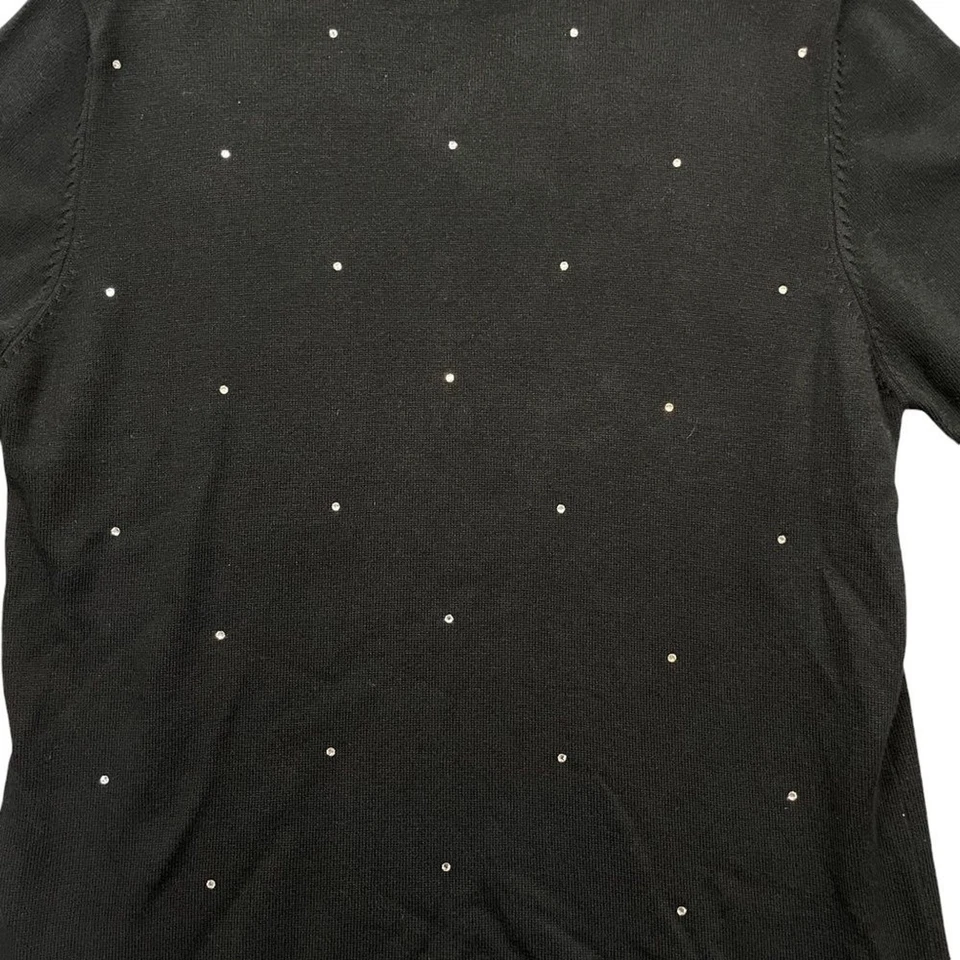 Suéter Christine Alexander Mediano Cuello Tortuga Joyas Negro Mezcla Algodón Suave Foto 2 de 4