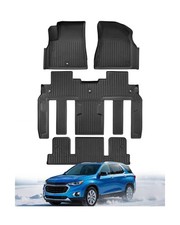 All Weather Floor Mats Custom Fit for Chevy Traverse 2009-2017 Only Fits Cap...