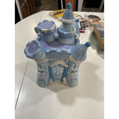 Aurora Frost Ice Castle Ceramic Cookie Jar Canister Snowflake