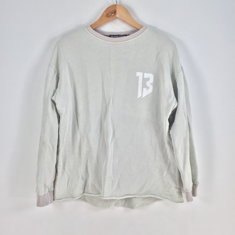 Black star wear womens jumper size XS grey long sleeve crew neck cotton 057523